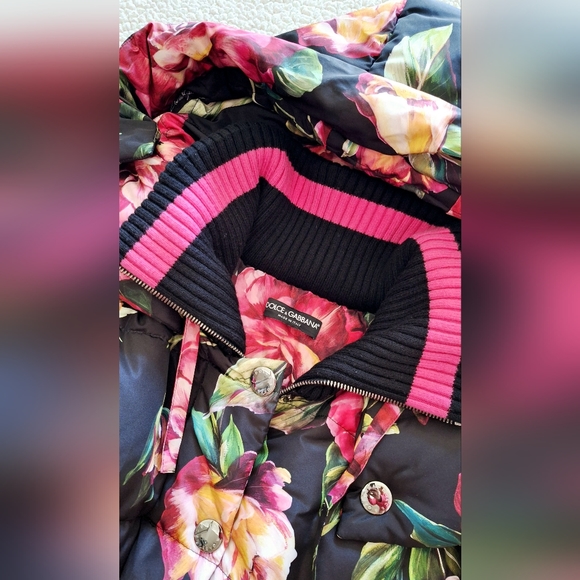 DOLCE GABBANA Long Floral Print Quilted Puffer Jacket IT 42 US 6 L Org $4,595 - Picture 9 of 16